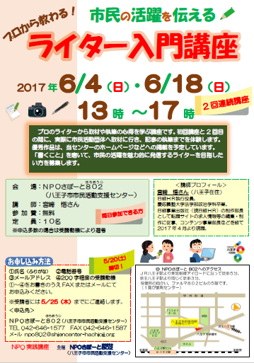 終了しました】ＮＰＯ実践講座「市民の活躍を伝える プロから教わる